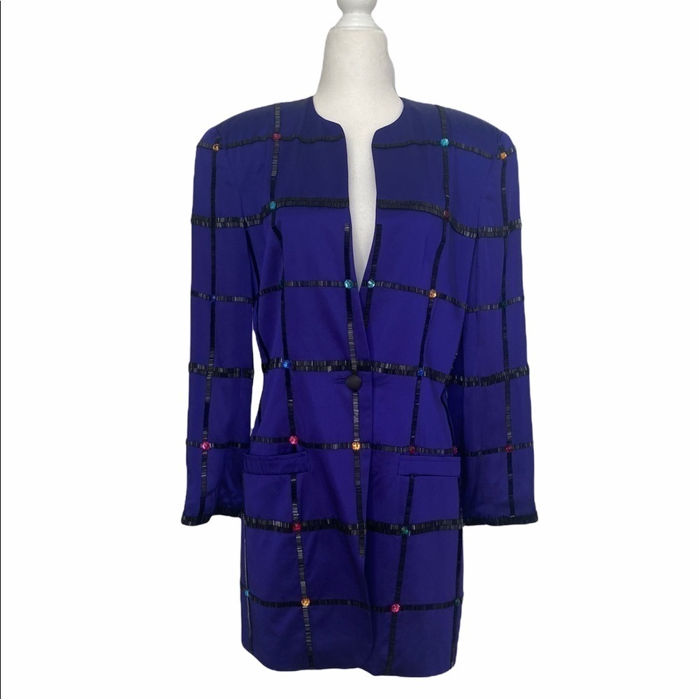 Vintage- Memphis Purple Blazer with color sequin and Beading